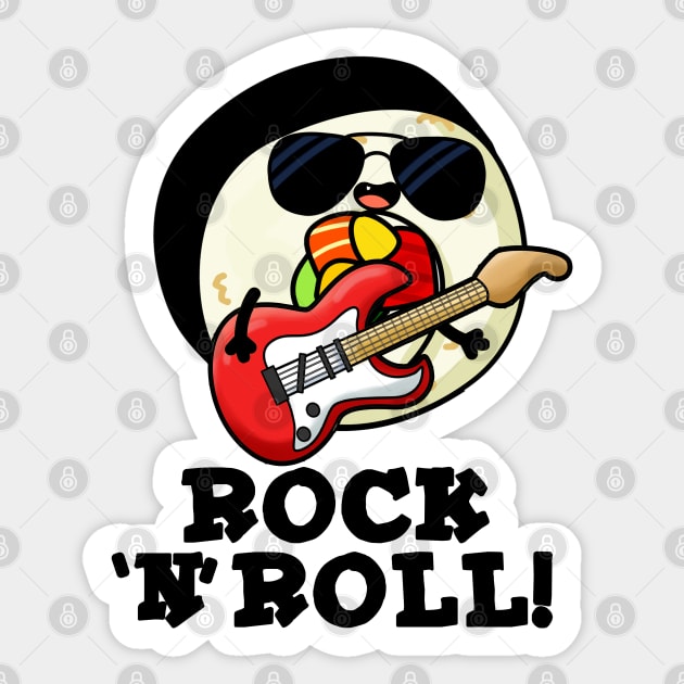 Rock n Roll Cute Sushi Roll Pun Sticker by punnybone